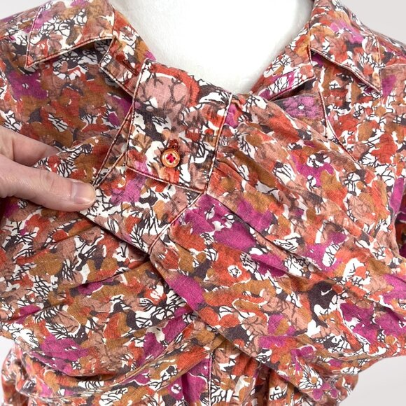Vintage ABVIEN 3/4 Sleeve Button Down Shirt Soft Floral Cotton Size Medium - Picture 8 of 9